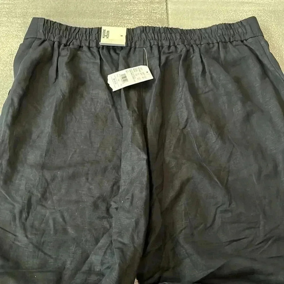 [16]Laura Plus Linen Blend Black Wide Leg  Crop Pants with Eyelet Hems - Picture 11 of 11